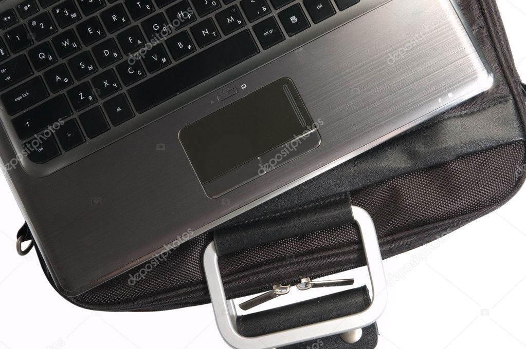 Laptop and handbag