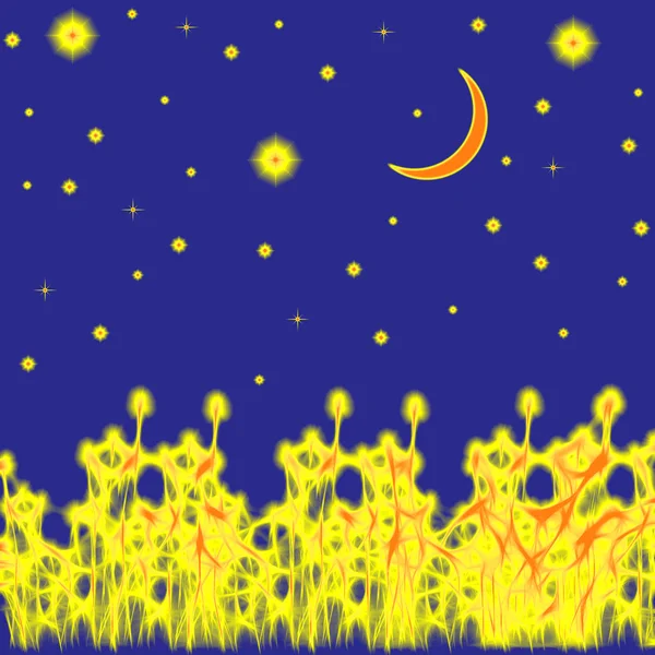 Abstrakcyjne tło z księżycem i gwiazdami — Zdjęcie stockowe