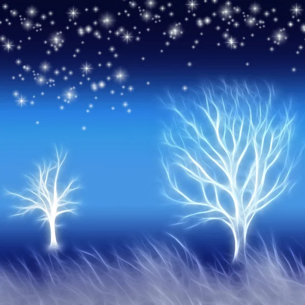 Streszczenie tło z drzew i gwiazdy — Zdjęcie stockowe