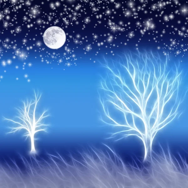 Streszczenie tło z drzew i gwiazdy — Zdjęcie stockowe
