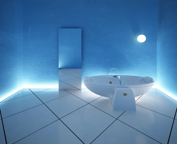 Rendu 3d de la salle de bain bleue moderne — Photo