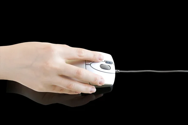 Mouse-ul computerului în mână — Fotografie, imagine de stoc