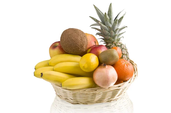 Basket of tropical fruit — Stock Photo, Image