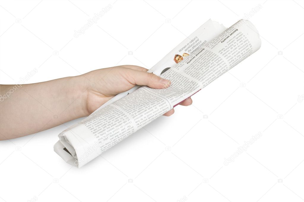 Newspaper in hand