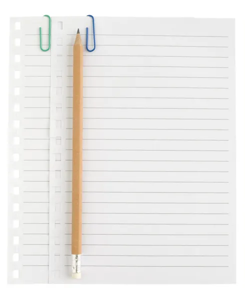 Σελίδες με συνδετήρες και ένα μολύβι — Φωτογραφία Αρχείου