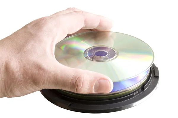 CD v ruceCD-skivor i sin hand — Stockfoto