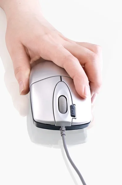 Computar o mouse na mão — Fotografia de Stock
