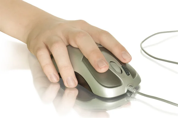 Computar o mouse na mão — Fotografia de Stock