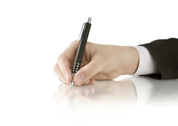 Pen in de hand — Stockfoto