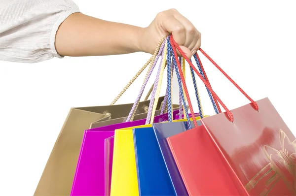 Shopping tassen in de hand — Stockfoto
