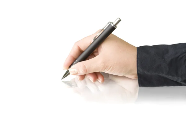 Рука с ручкой — стоковое фото