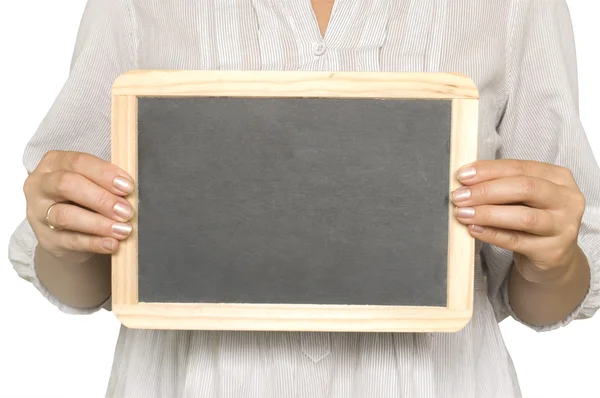 Blackboard in hands — Stock Photo, Image