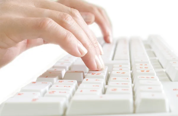 Hand auf der Tastatur — Stockfoto