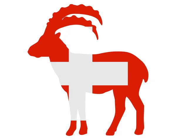 Flagge der Schweiz mit Steinbock — Stockfoto