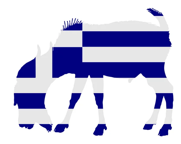 Keçi ile Yunanistan bayrağı — Stok fotoğraf