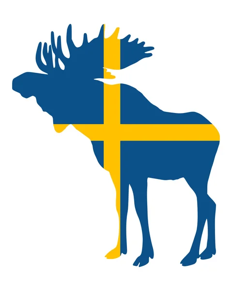 Bandeira sueca e alce — Fotografia de Stock