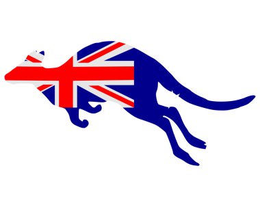 Avustralya bayrağı ile kanguru