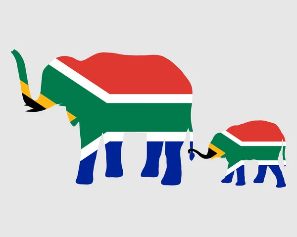 Elefant och barnet med flaggan i Sydafrika — Stockfoto