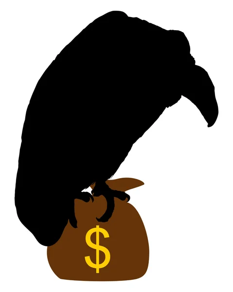 Vulture with moneybag — Stock Photo, Image