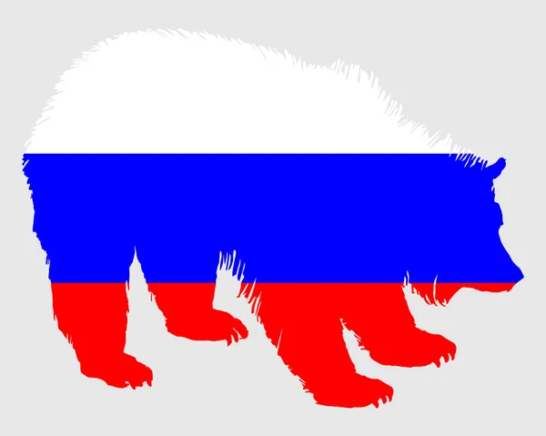 Boz ayı ile Rusya bayrağı — Stok fotoğraf