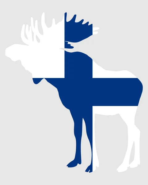 Alce em bandeira finlandesa — Fotografia de Stock