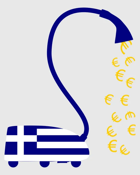 Greek vacuum cleaner with european euros — Stock Photo, Image