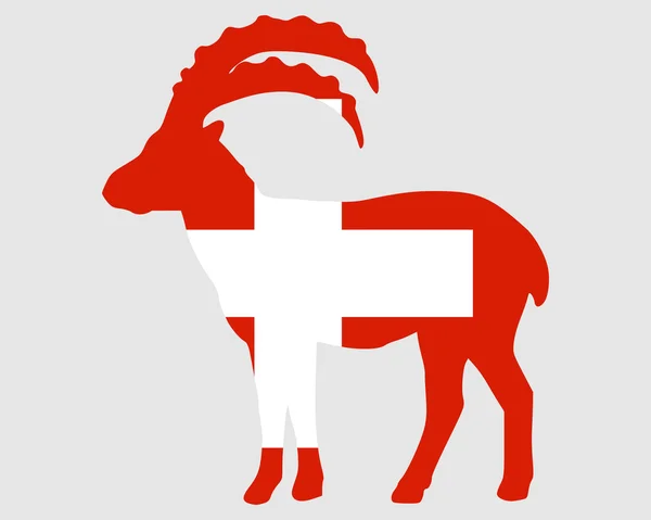 Flagge der Schweiz mit Steinbock — Stockfoto