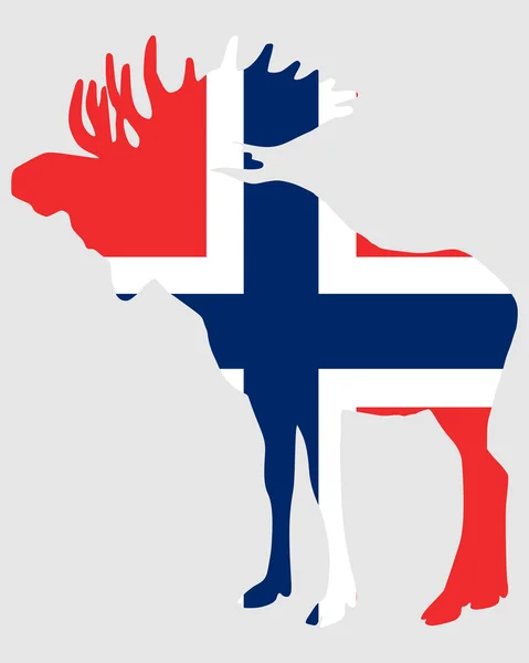 Лось под флагом Норвегии — стоковое фото