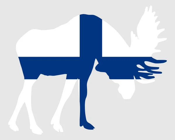 Rutting Άλκη σε φινλανδική σημαία — Φωτογραφία Αρχείου