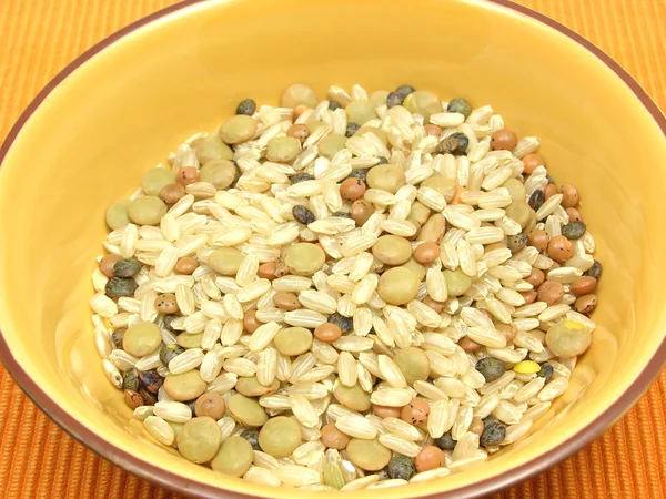Mixed lentils with brown rice — Stock Photo, Image