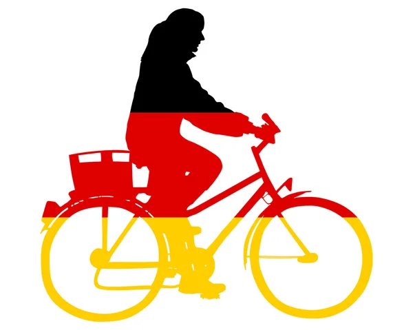 ドイツの自転車に乗る女性 — ストック写真