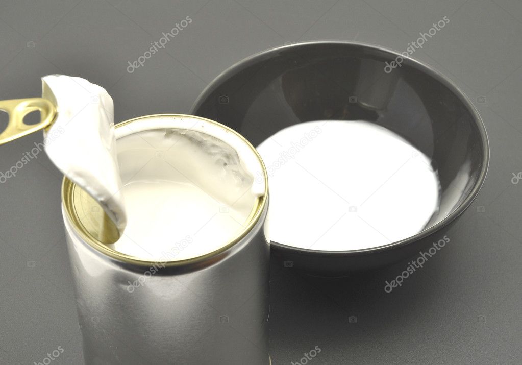 Tin can with coconut milk