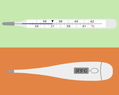 Analog and digital clinical thermometers clipart