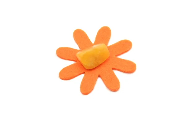 Pomarańczowy kalcyt na filcu — Zdjęcie stockowe