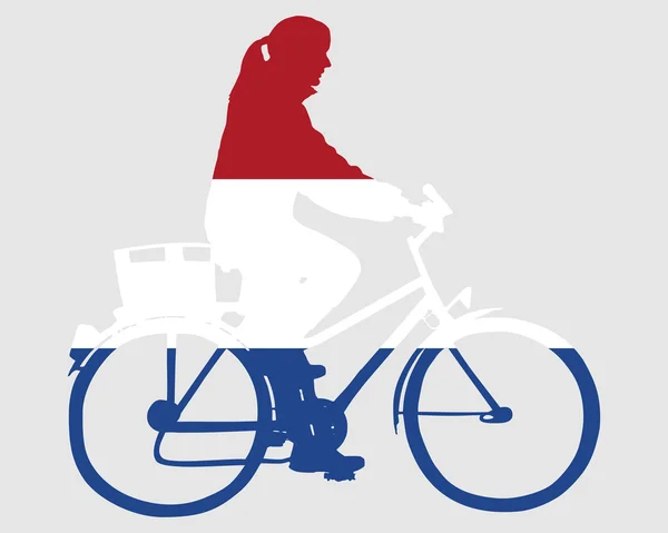 Dutch woman on bike — Stock Photo, Image
