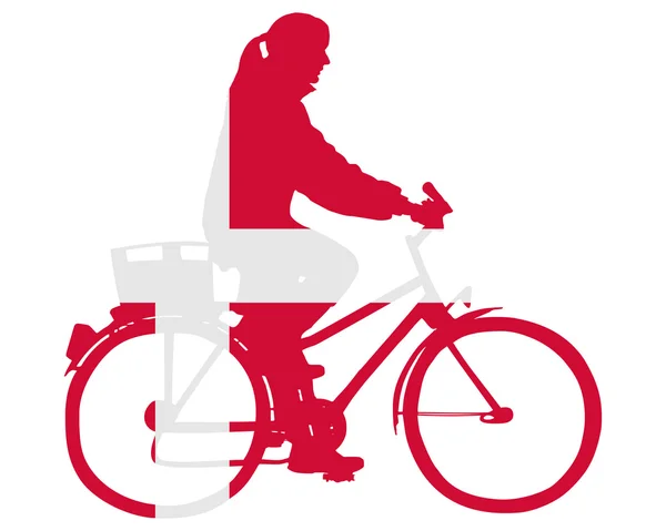 丹麦女子骑着自行车 — 图库照片