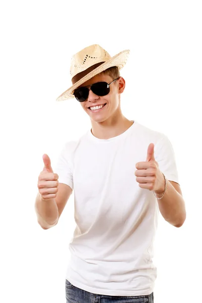 Счастливого парня в шляпе — стоковое фото