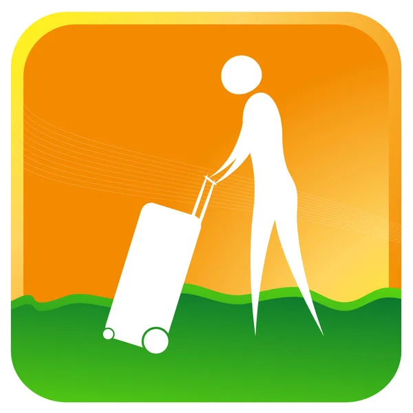 Man with luggage trolley — Stock Vector
