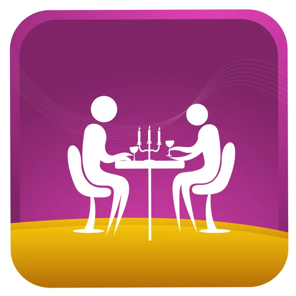 Couple and candle light dinner. — Stock Vector