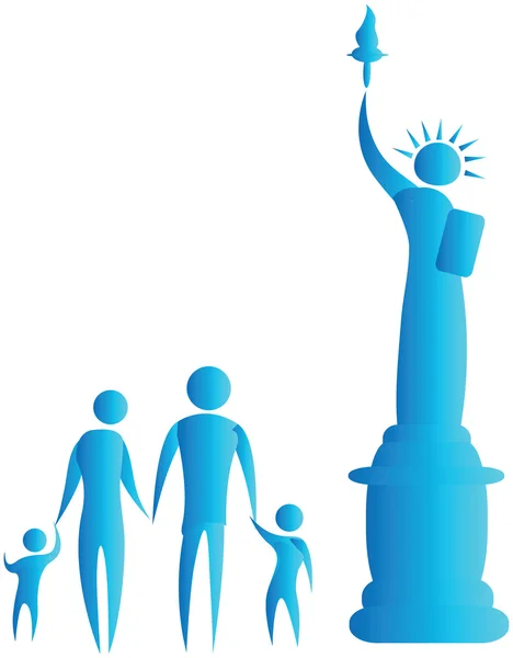 Οικογένεια - άγαλμα της ελευθερίας — Διανυσματικό Αρχείο