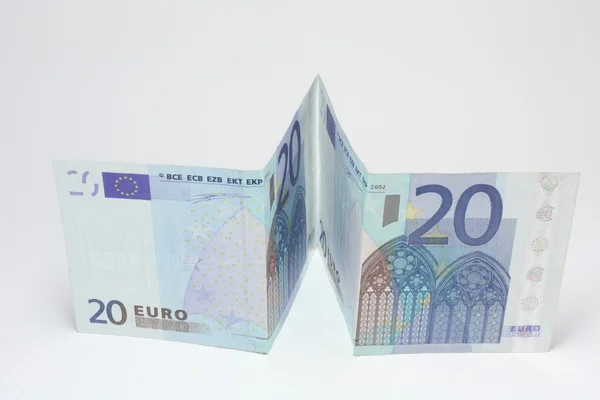 Two 20 euro banknote in original form — Stock Photo, Image