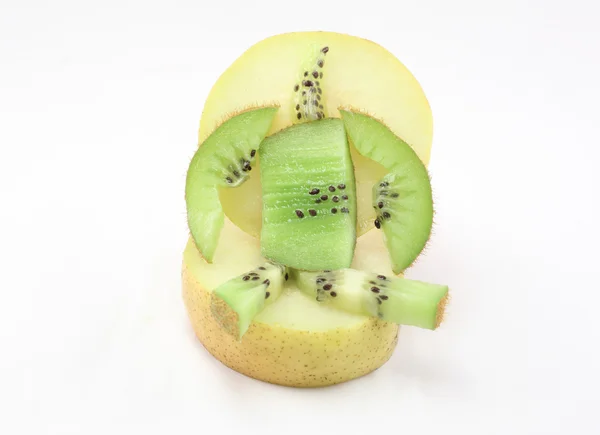 Pear, kiwi, figuratively paved — Stock Photo, Image