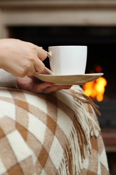 Tea by the fireplace — Stock Photo, Image