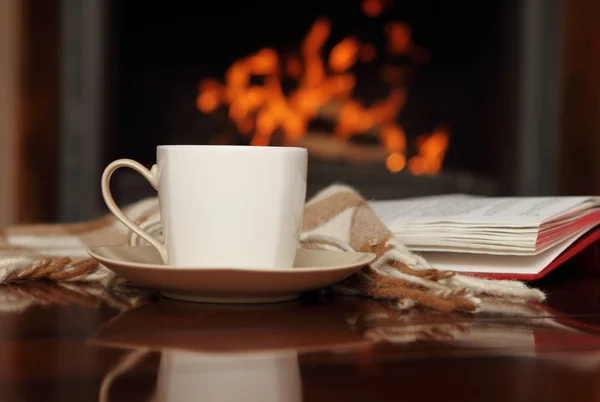 Tea by the fireplace — Stock Photo, Image