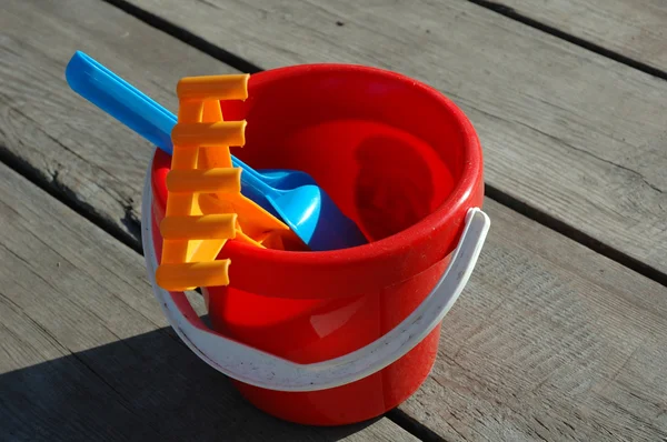 stock image Bucket of toys for the sandbox