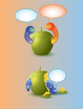 Worms and apple clipart