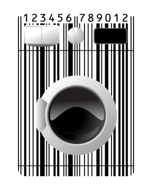Washing machine stylized with barcode clipart