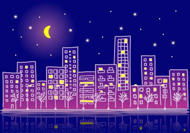 Cartoon urban night clipart