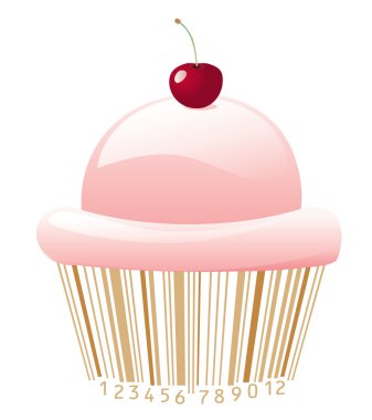 Cupcake stylized with bar-code