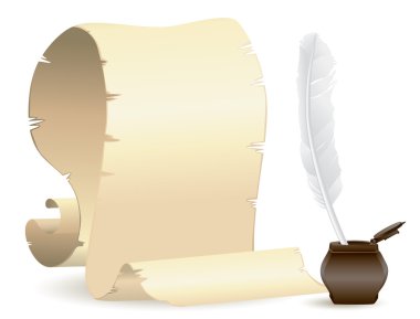 Old paper with quill clipart